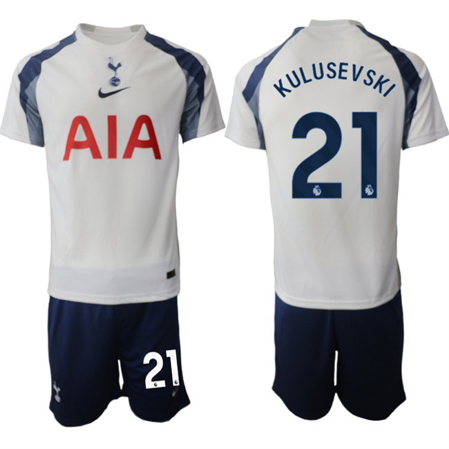 Men's Tottenham Hotspur #21 Dejan Kulusevski 2025/26 White Home Soccer Jersey Suit